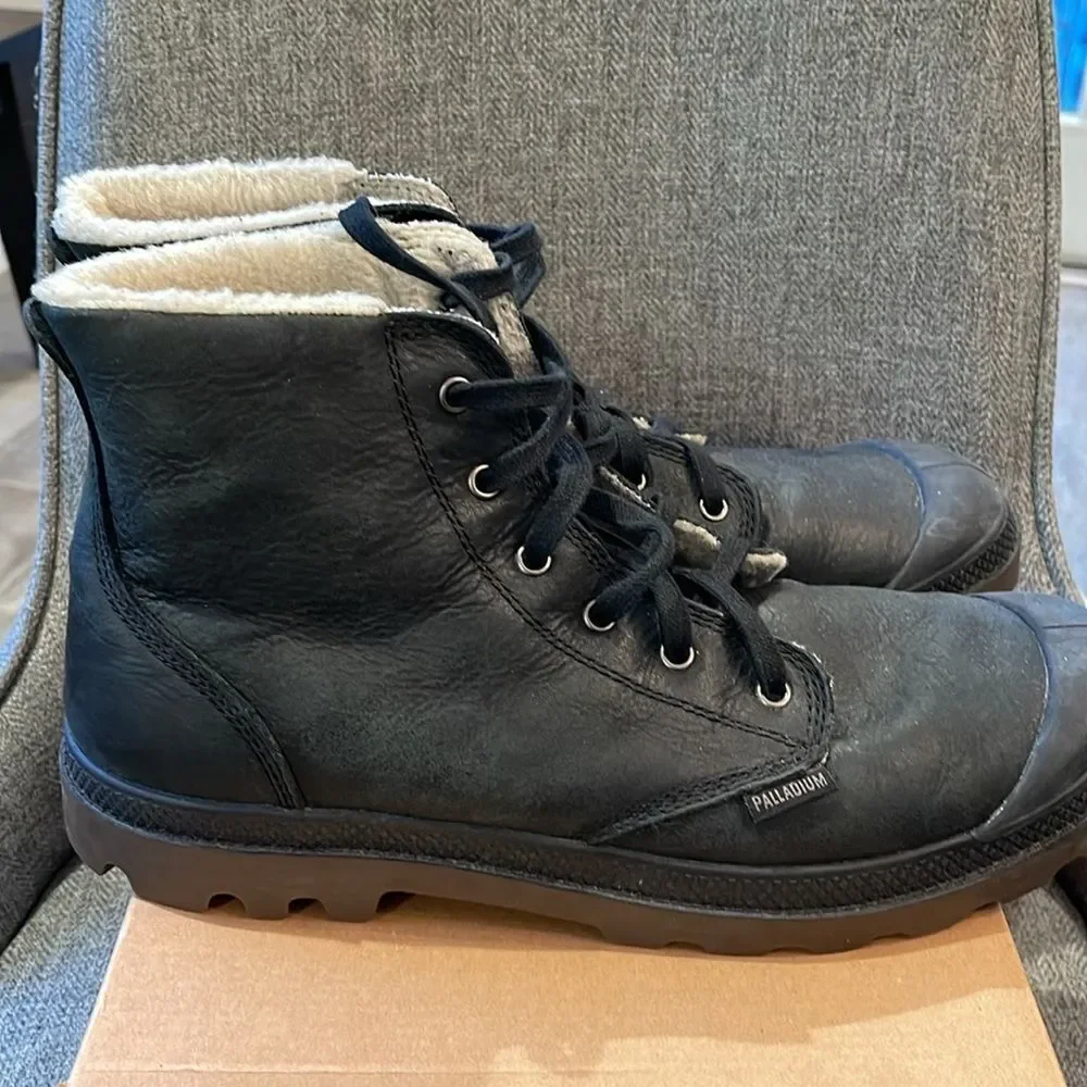 Palladium Black Pilot Pampa Hi Leather BOOT size 13 BNIB PALLADIUM PAMPA HI PILOT Wool Lining Boots UK 4 Black  main image 3